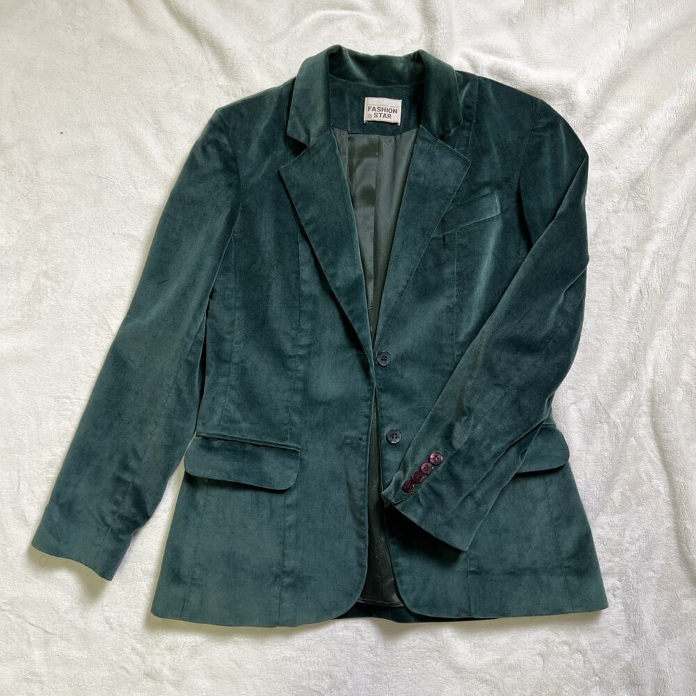 Fashion Star size 10 Velvet Green Blazer Vintage 1990s (Fits Like A Small)